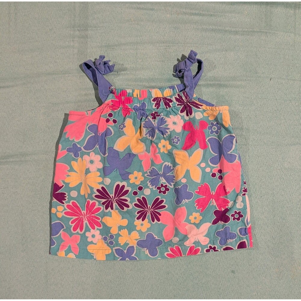Vintage Floral Butterfly Baby Girl Tank Top Size 24 Months